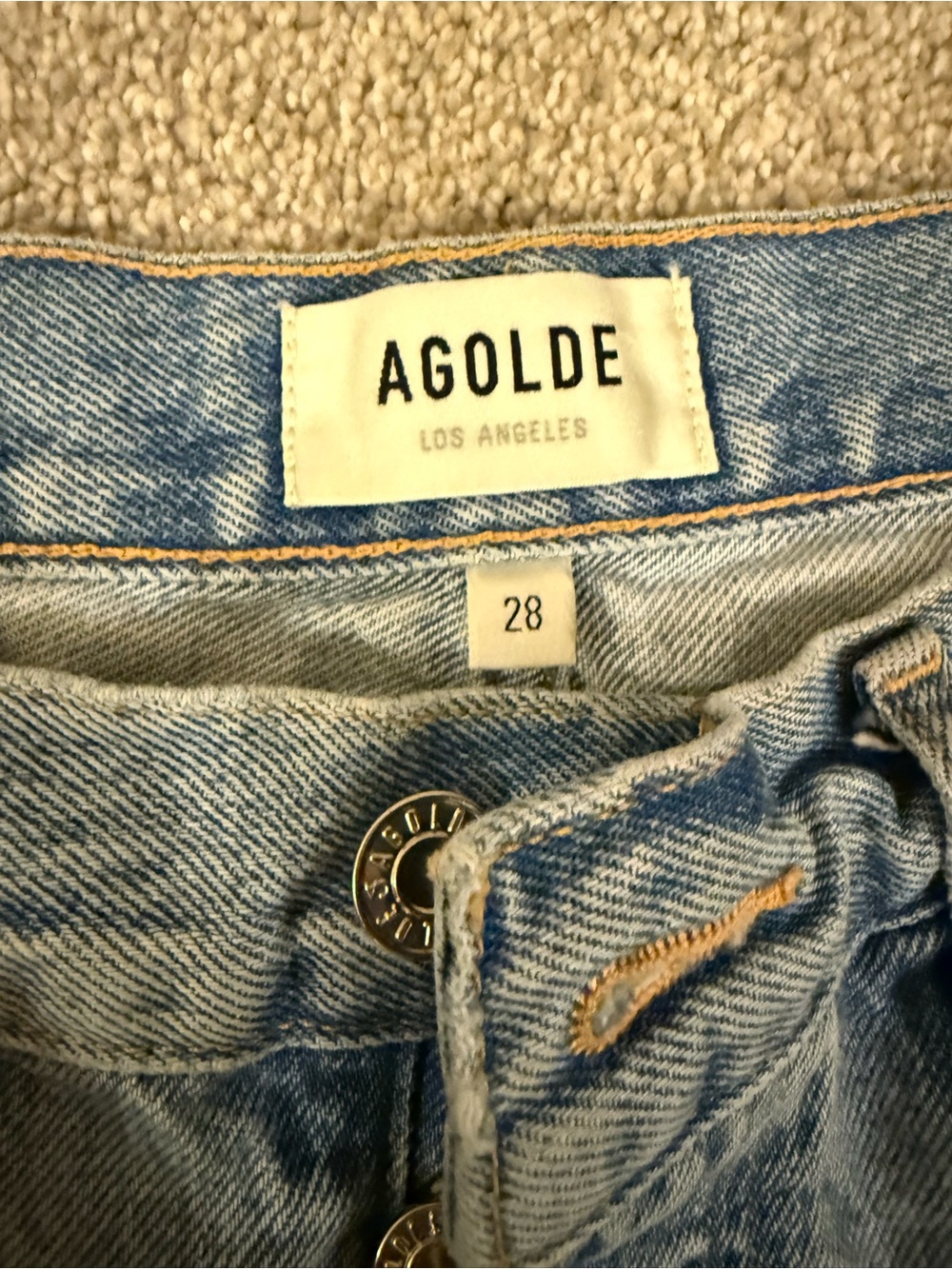 Agolde Light Wash Distressed Denim Cutoff Shorts - Picture 3 of 4